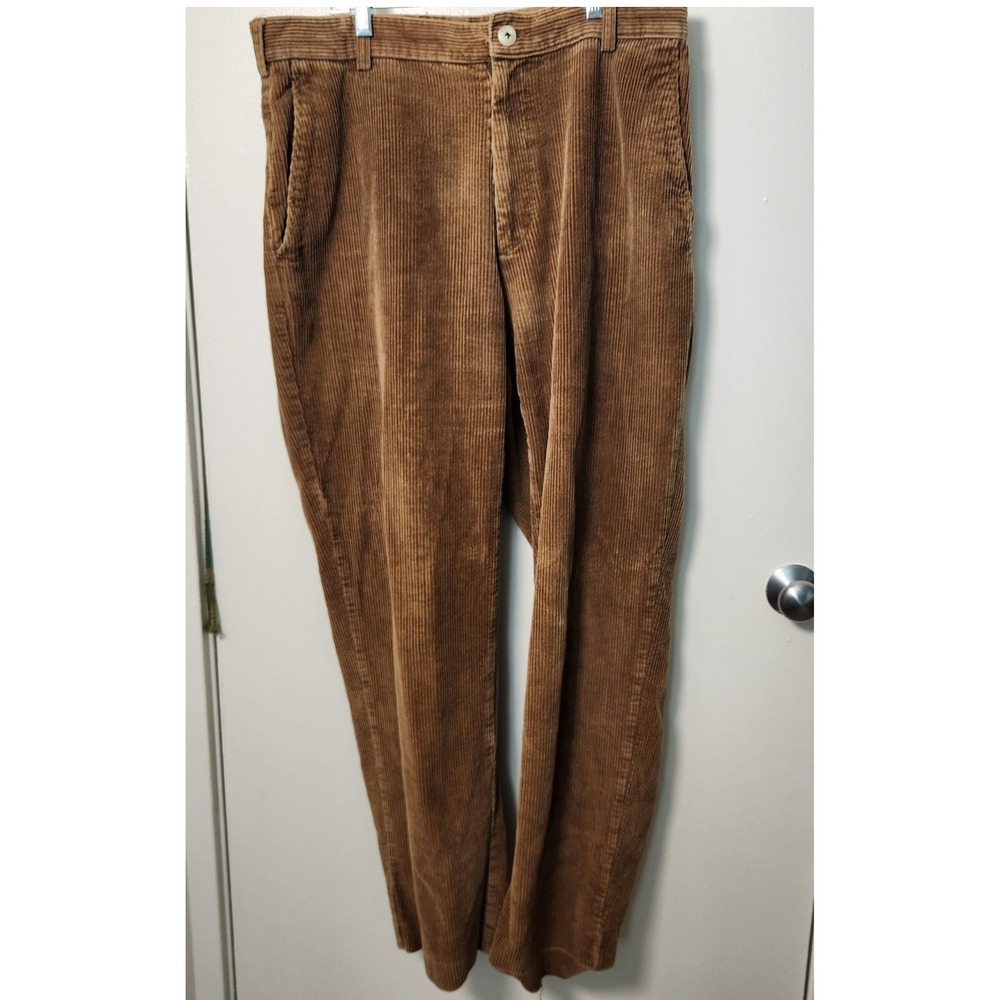 Jos. A. Bank Mens Brown Corduroy Flat Front Chino Pants 34x29.5 Cotton‎ Preppy